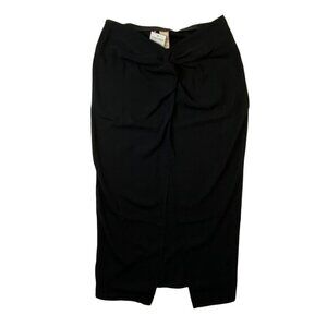 Open Edit Black Midi Skirt Size MEDIUM With‎ Knot Detail & Side Zip Closure NWT